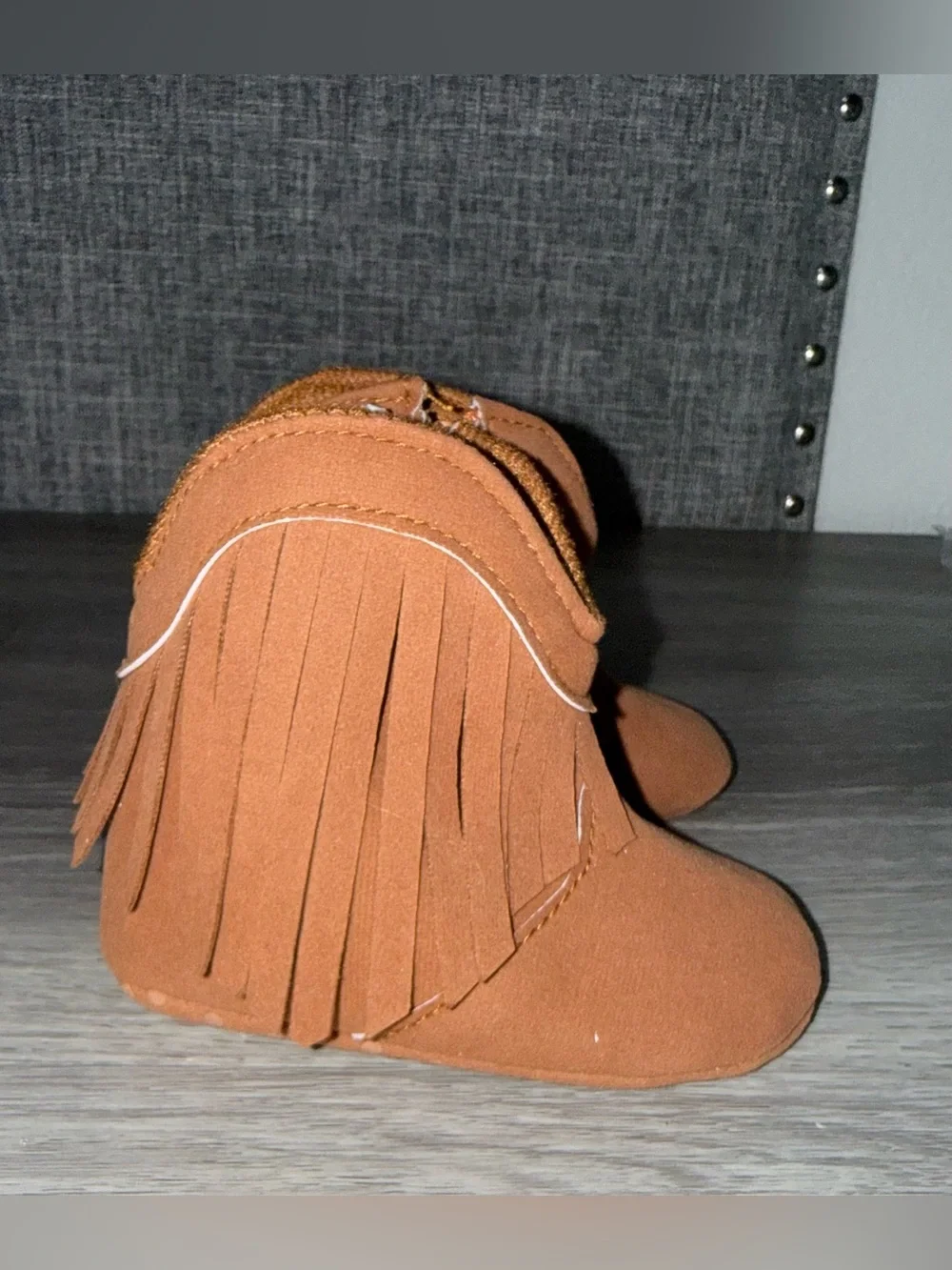 Camel Brown Fringe Infant Cowboy Boots Newborn Size 0-6 Months